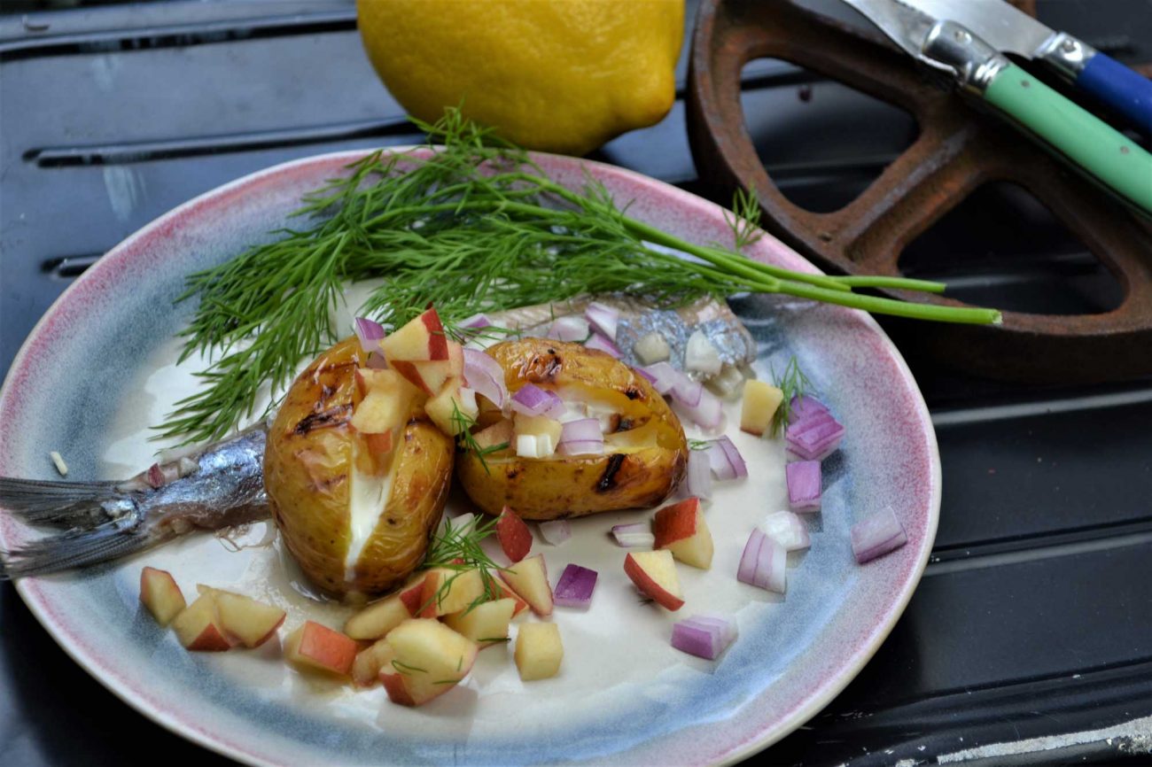 Gegrillte Kartoffeln auf Matjes