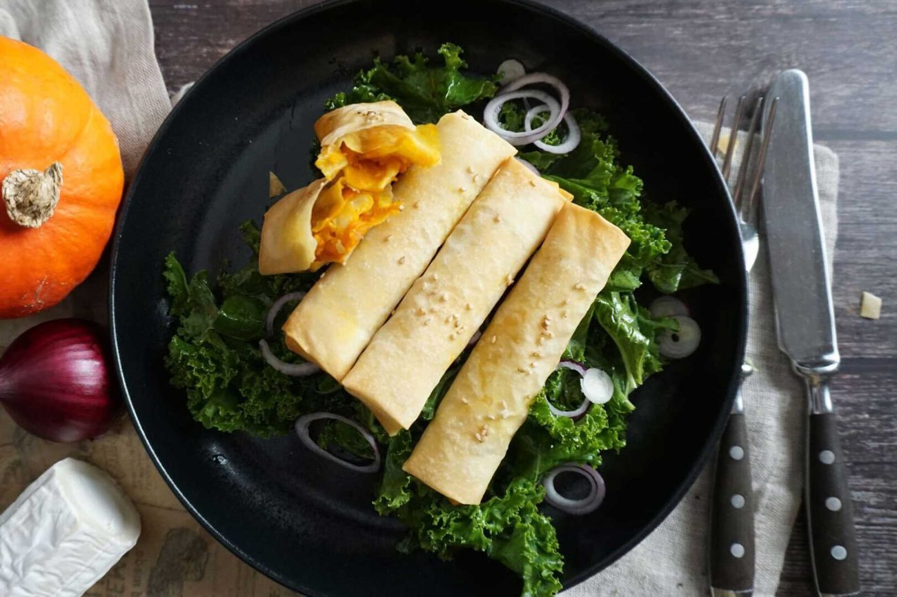 Kürbis-Ziegenkäse-Röllchen